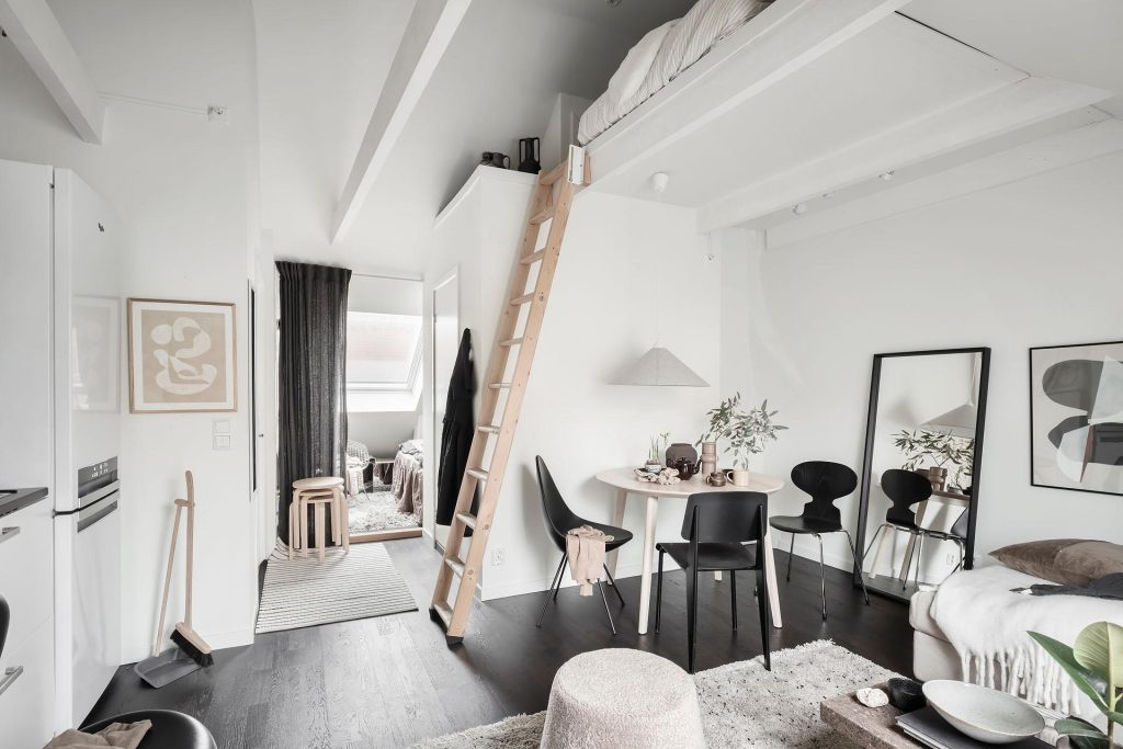 vliering inspiratie slaapkamer houten ladder